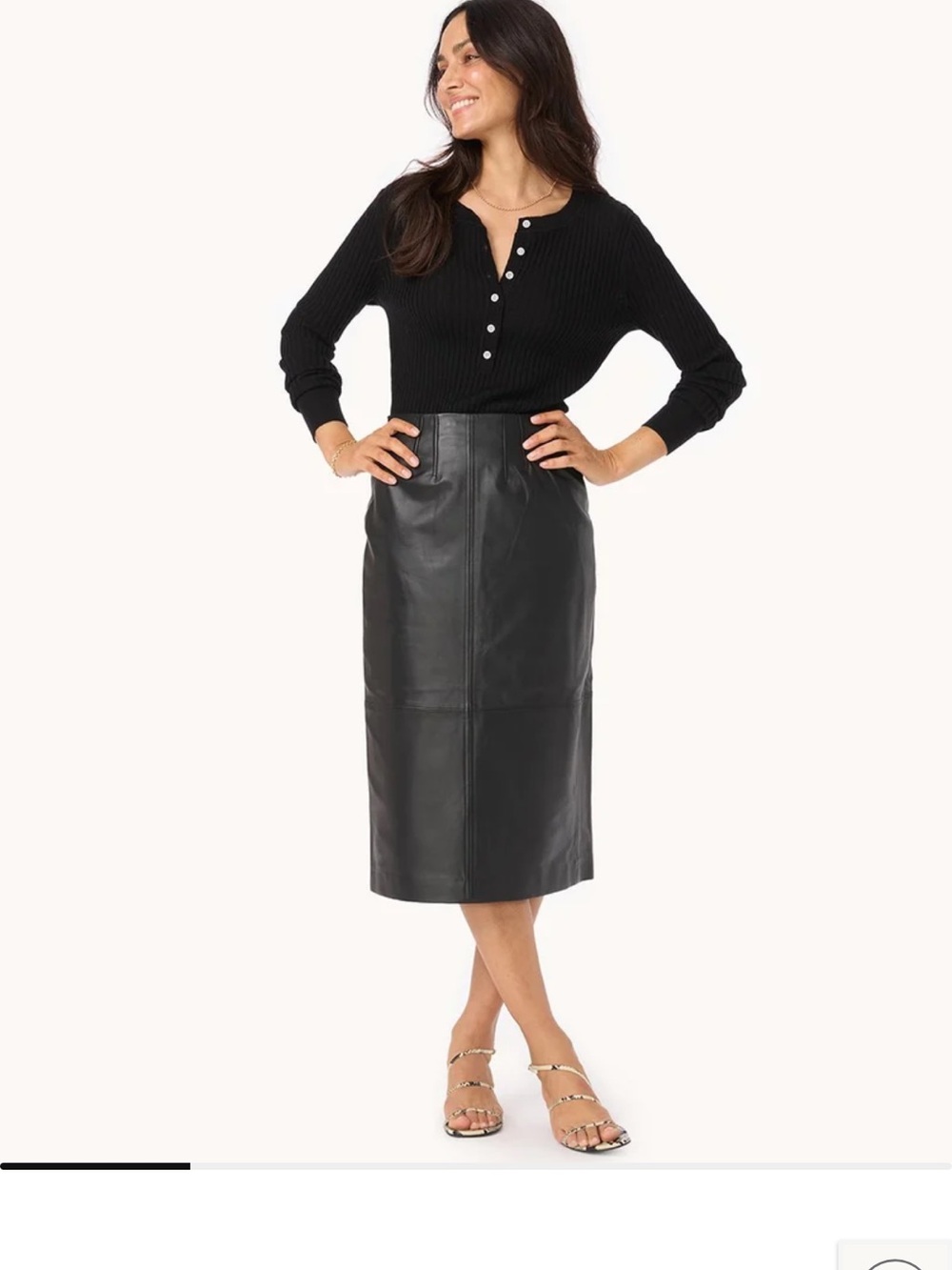 NWT black genuine leather pencil skirt